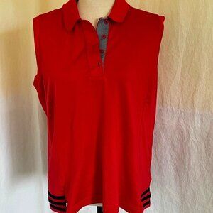 Adidas Women’s Climacool Golf Shirt in Red w/black stripes - Size L